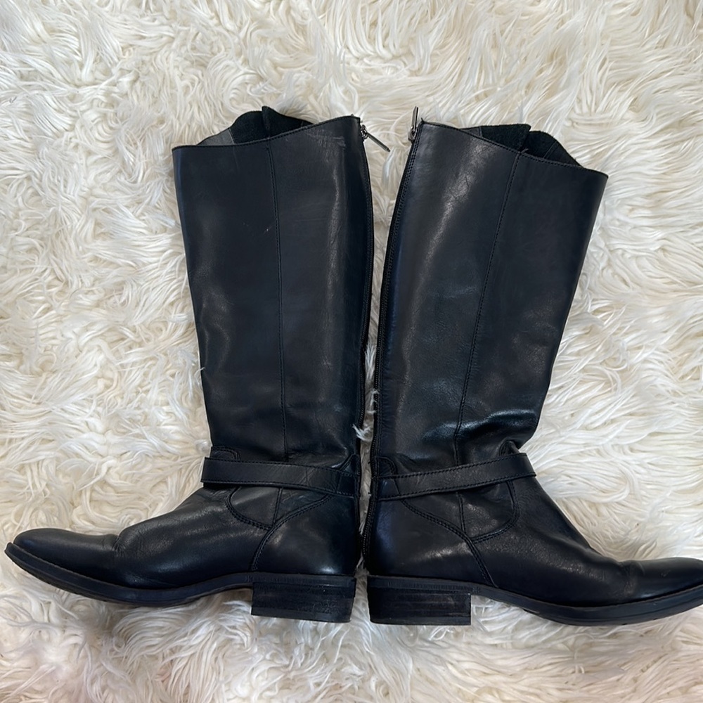 Sam Edelman Painter Tall Riding Boot Leather Distress Brown Back Zip Round  6.5M - Picture 6 of 11